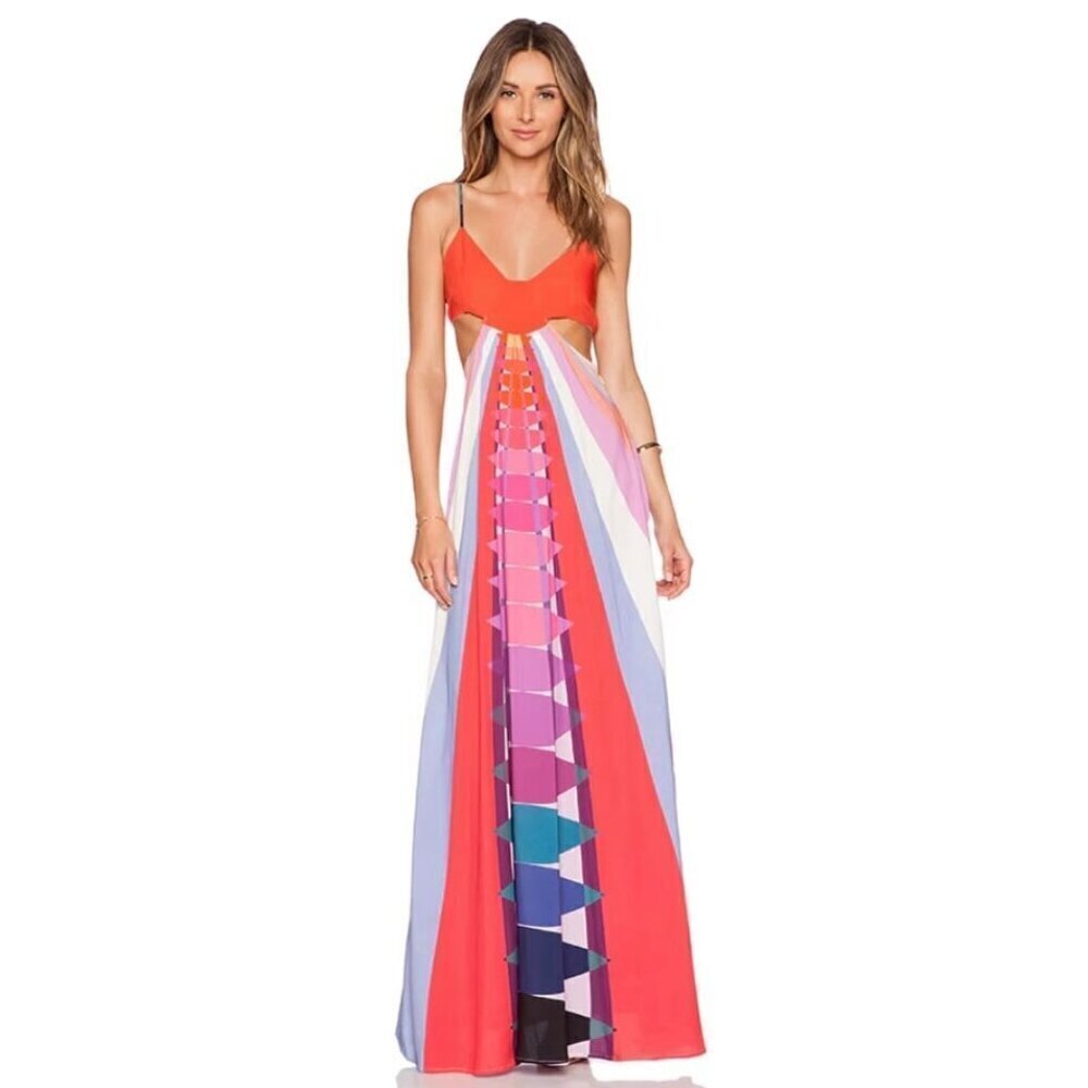 NWT Mara Hoffman Cut Out Maxi Dress in Beams Navy